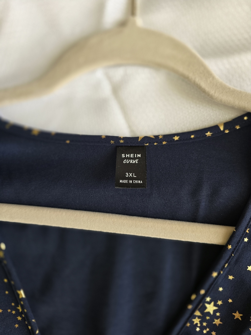 NWOT Star Print Navy Wrap Dress with Gold Stars Sz 3X - Picture 4 of 6